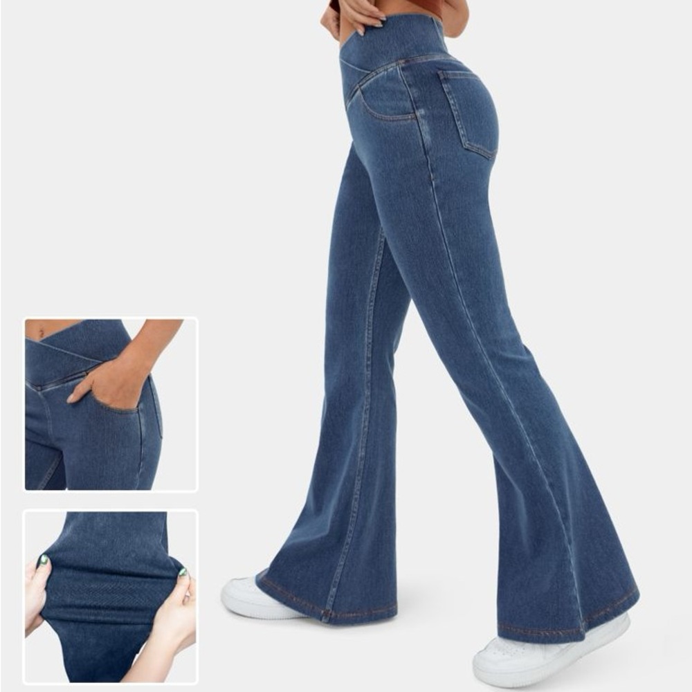 Halara High Waisted Crossover Flare Jean